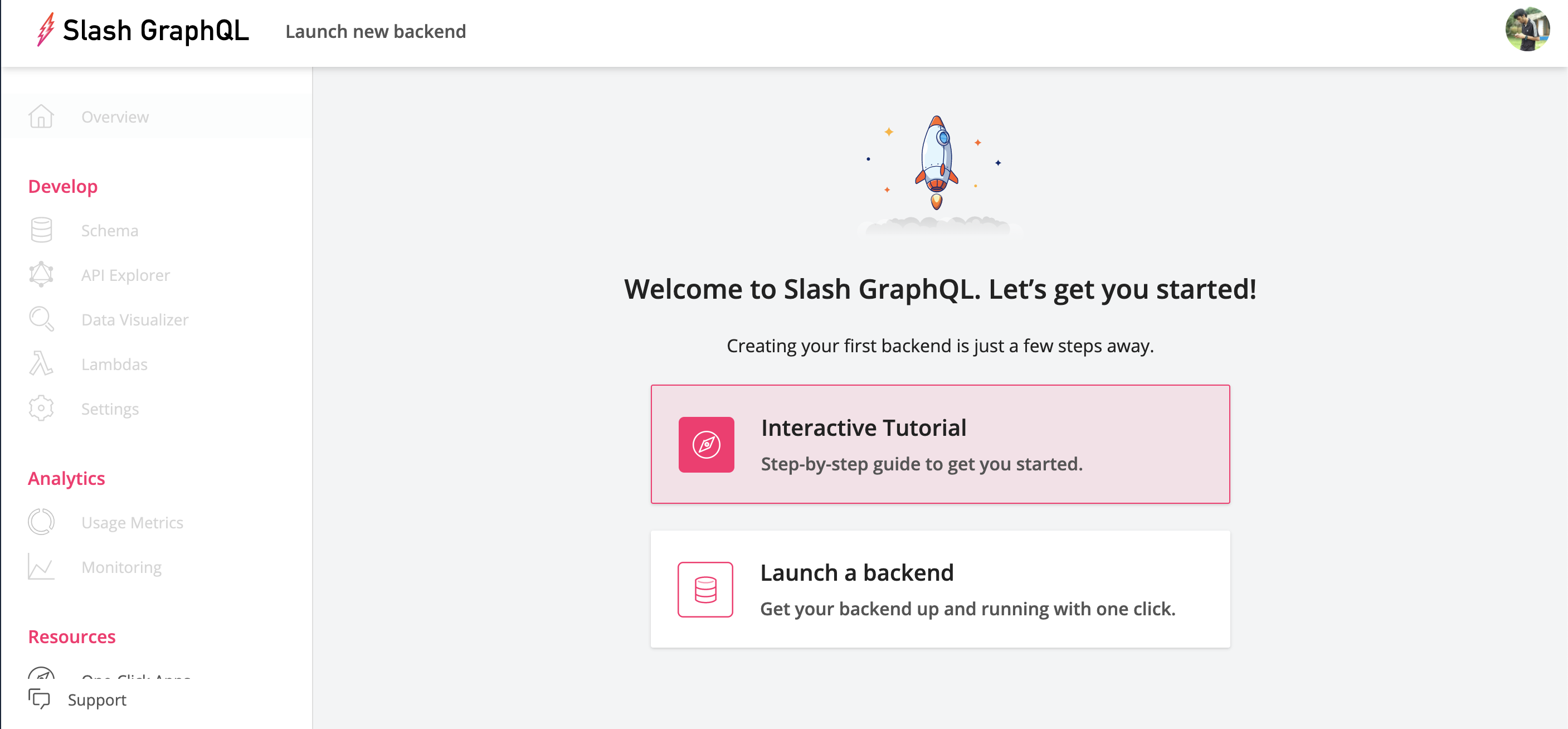 Slash GraphQL: dashboard